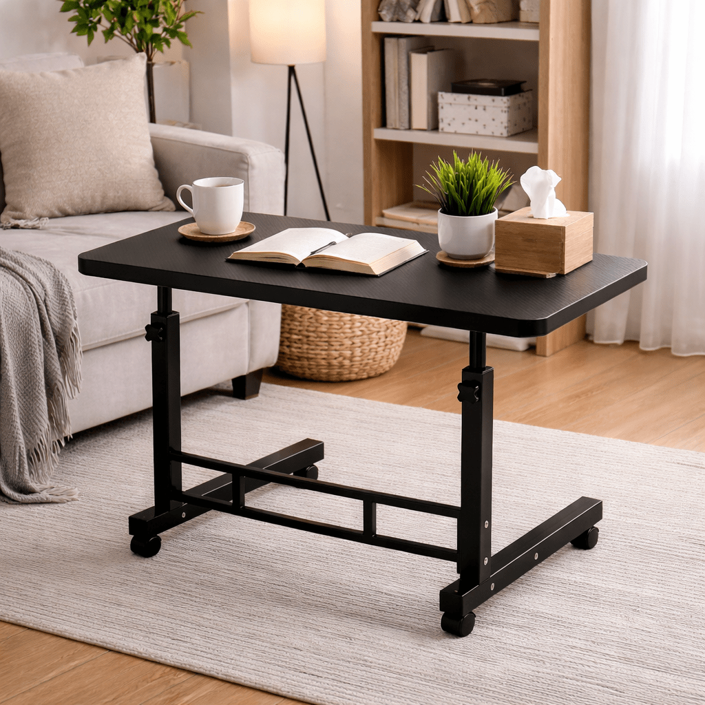 Table pour ordinateur portable mobile réglable en hauteur avec roulettes, bureau d'ordinateur de chevet roulant pour lit et canapé, table d'appoint pour chambre, dortoir et petits espaces, disponible en 8 couleurs