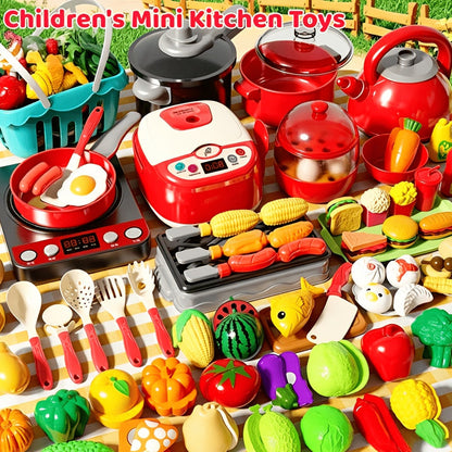 Mini cuisine jouet pour enfants – Ensemble d'imitation avec ustensiles et nourriture, jeu éducatif pour les 3 à 6 ans, cadeau idéal pour anniversaire, Halloween ou Noël pour filles et garçons