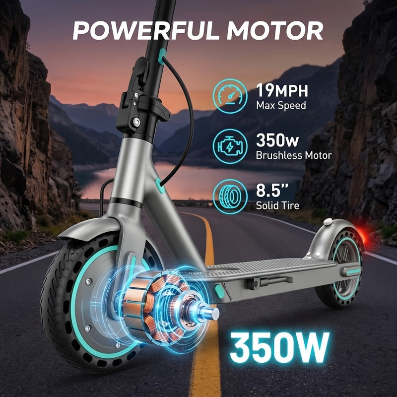 Trottinette électrique pliable pour adultes, moteur 350 W, pneus pleins de 8,5 pouces, autonomie de 25-32 km, double système de freinage et écran LED – Trottinette électrique légère pour trajets quotidiens