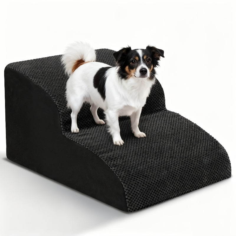 NIUBYA Escaliers pour chiens extra larges pour petits chiens – Marches pour animaux en mousse haute densité, fond antidérapant, rampe rembourrée douce pour lits hauts, canapés et divans, idéal pour les chiens âgés ou blessés, polypropylène, compact