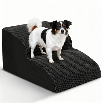 NIUBYA Escaliers pour chiens extra larges pour petits chiens – Marches pour animaux en mousse haute densité, fond antidérapant, rampe rembourrée douce pour lits hauts, canapés et divans, idéal pour les chiens âgés ou blessés, polypropylène, compact