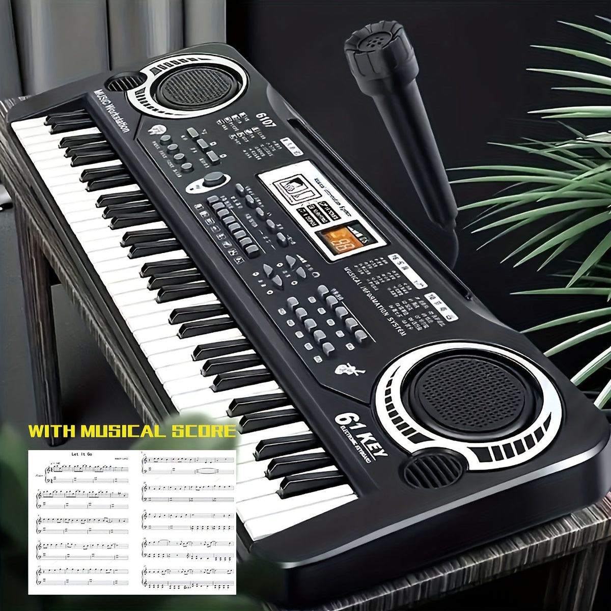 Clavier électronique 61 touches pour débutants - microphone intégré, partitions imprimées et alimentation USB, kit de démarrage complet pour enfants et adultes, cadeau d'anniversaire idéal pour les mélomanes