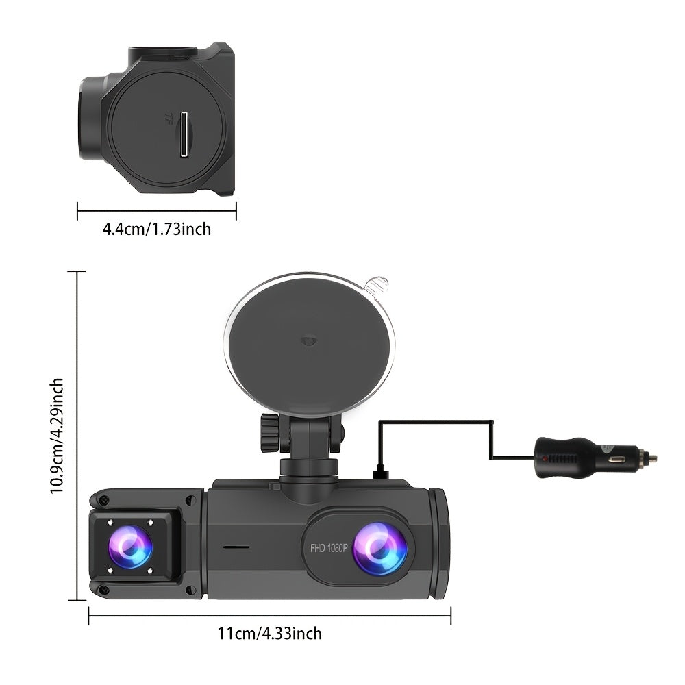 Dash Cam S2N 1080P HD double caméra avant et arrière avec ADAS, vision nocturne, capteur G, enregistrement en boucle, mode parking 24h, grand angle 170°, écran IPS 2", enregistreur vidéo pour voiture, carte SD non incluse