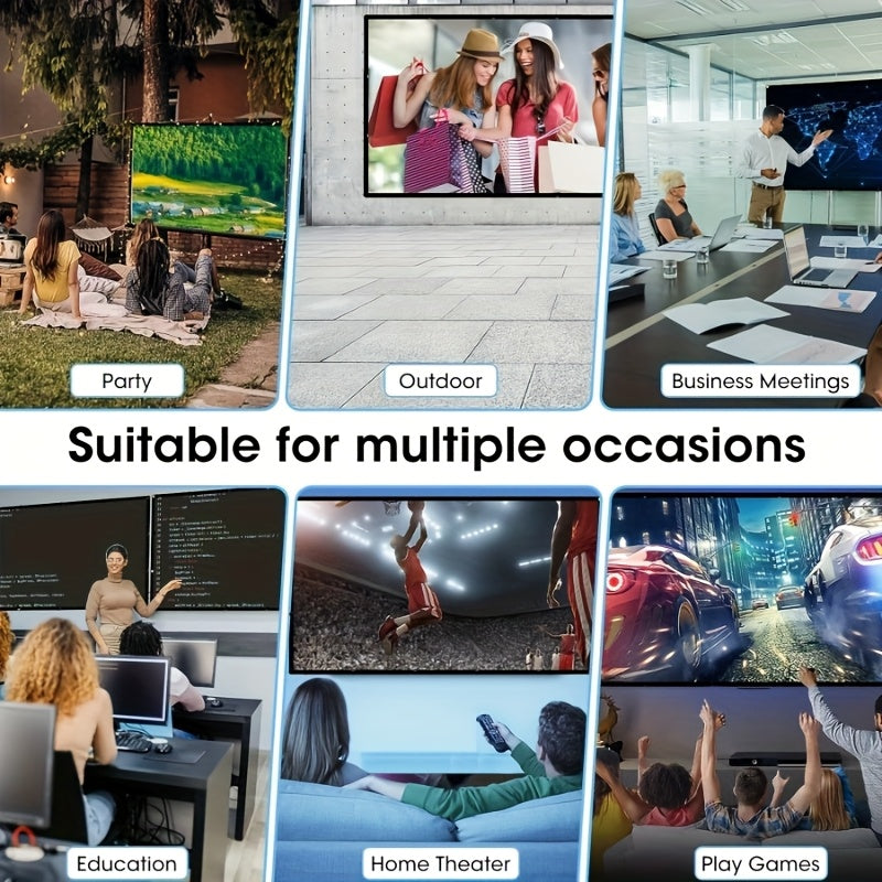 Écran de projection portable 100 pouces 4K HD 16:9 – Écran de cinéma pliable anti-plis pour intérieur et extérieur, angle de vision large 160° à projection double face pour home cinéma, camping, fêtes et présentations