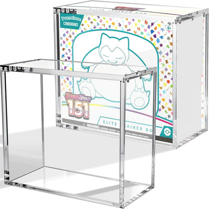 ETB Acrylic Display Case with 99% UV Block & Magnetic Lid - Clear Stackable Protector Box for Pokemon Elite Trainer Box & Booster Bundle Collectors, 6mm Thick, UV Resistant (ETB Not Included)