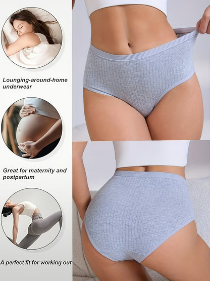 Lot de 6 culottes string côtelées – Sous-vêtements triangulaires pour femmes, doux, respirants et taille mi-haute, texture en maille côtelée, couleurs unies, culottes quotidiennes adaptées à la maternité