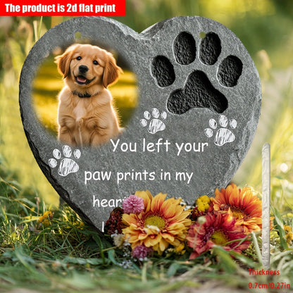 Custom Pet Photo Memorial Resin Heart Plaque – Personalized Bohemian Wall Art 6.3”, Indoor & Outdoor Garden Decor, Wind-Resistant with Custom Phrases – Pet Loss Sympathy Gift