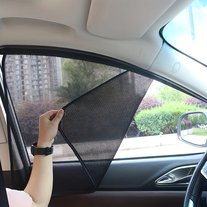 Rideaux de soleil magnétiques pour voiture, lot de 4 - Filet noir anti-UV et isolation thermique, installation facile sur vitres et pare-brise, ajustement universel pour voitures, SUV et camions