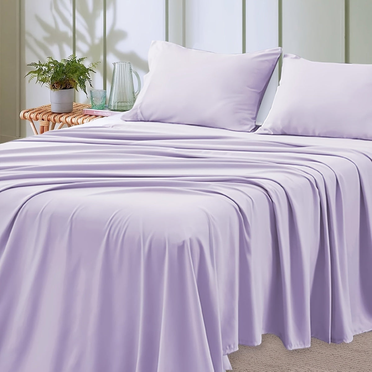 Parure de draps 4 pièces en microfibre à poches profondes – Draps ultra-doux et respirants de qualité hôtelière, résistants à la décoloration et au rétrécissement, toutes saisons, tailles lit simple, double, grand et très grand, choix de couleurs