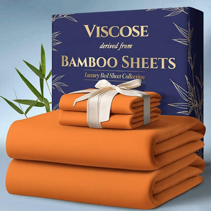 Cooling Bamboo Bed Sheet Sets – Ultra-Soft Breathable Deep Pocket Sheets for Hot Sleepers, Twin Full Queen King, 4-Piece Set with Pillowcases, Moisture-Wicking Temperature Regulating