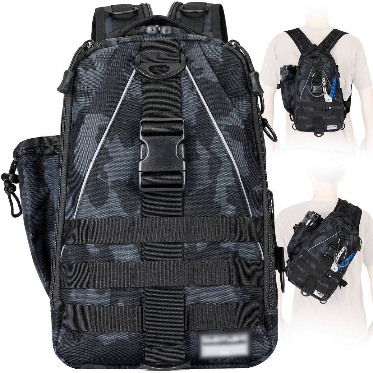 Sac à dos de pêche avec porte-canne – Sac bandoulière imperméable pour randonnée, pêche à la mouche, rangement de boîte à pêche, cadeau pour papa pêcheur