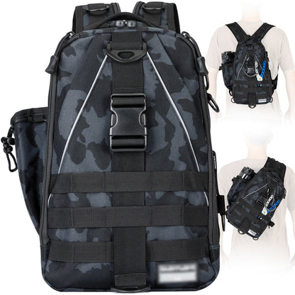 Sac à dos de pêche avec porte-canne – Sac bandoulière imperméable pour randonnée, pêche à la mouche, rangement de boîte à pêche, cadeau pour papa pêcheur