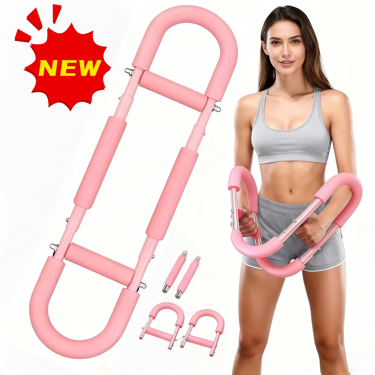 Appareil d'entraînement de la force des bras, extenseur de poitrine, barre à 3 niveaux de résistance réglables, extenseur portable et détachable pour renforcer les avant-bras, appareil de musculation pour le haut du corps à domicile