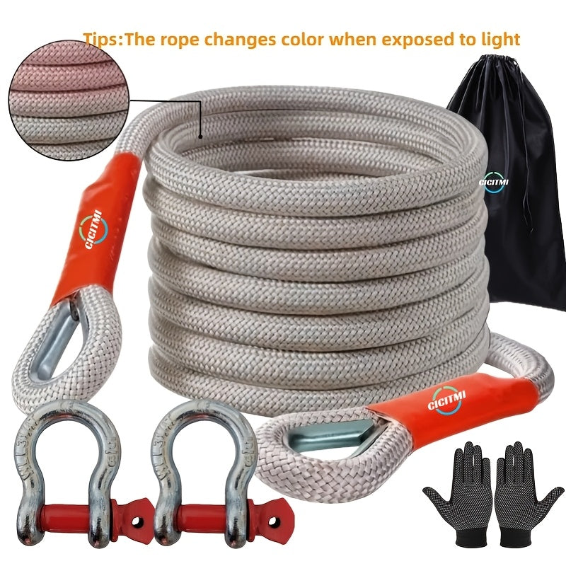 Kit de sangle de remorquage robuste 16 pieds – Crochets en U en acier, sangle de dépannage tout-terrain pour SUV, 4 capacités au choix : 6613 / 11023 / 22046 / 39683 LBS