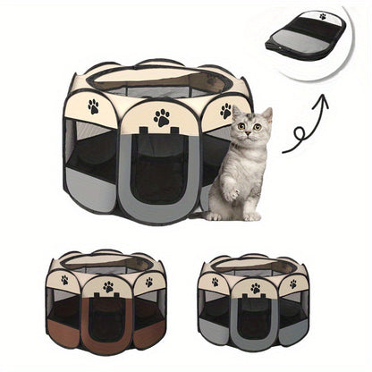 Parc pour animaux pliable et portable avec porte zippée – 3 tailles (S/M/L) Enclos grillagé rétractable pour chats, chiens, chiots et chatons, enclos anti-rayures pour intérieur et extérieur