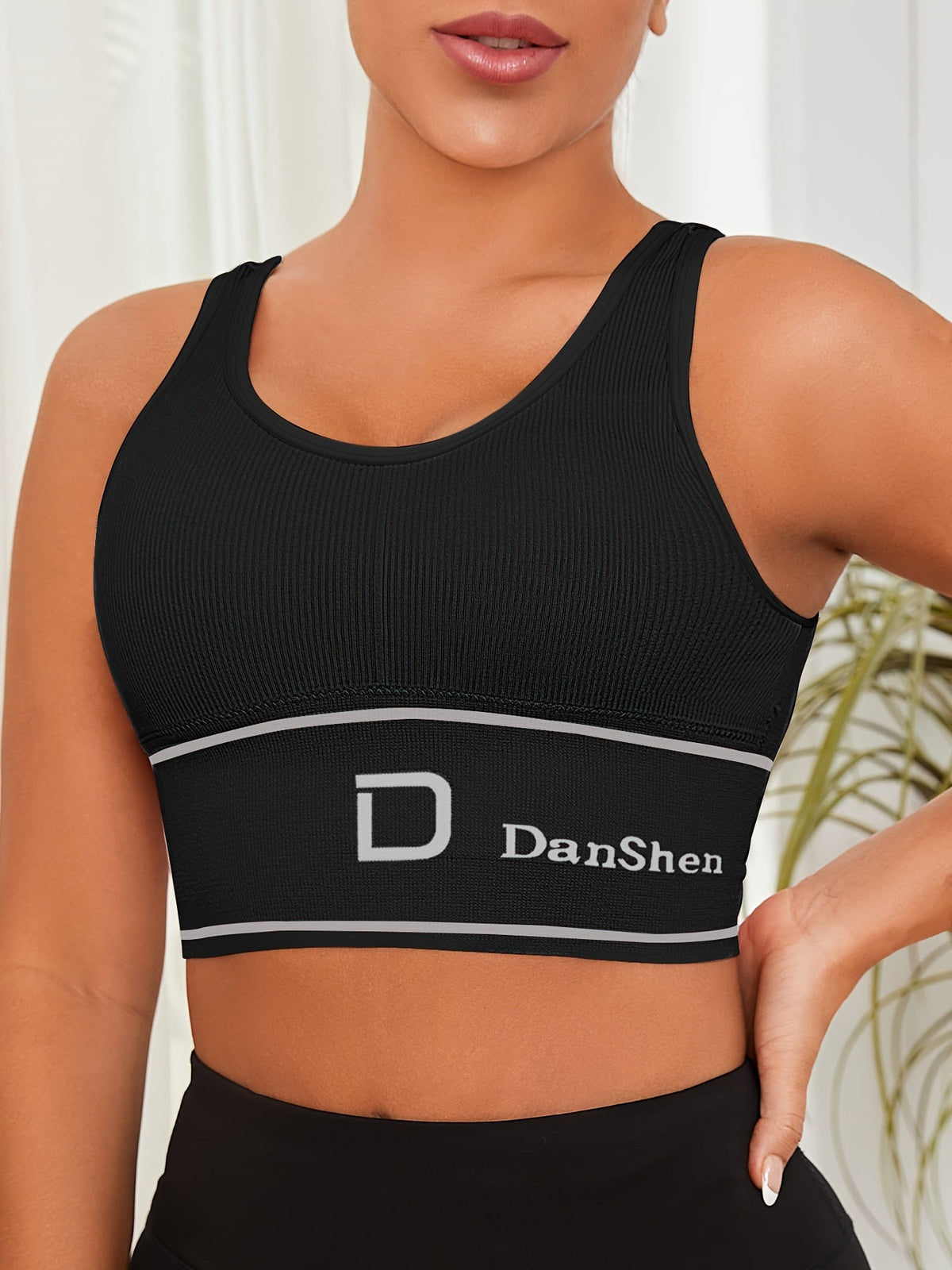 Lot de 5 brassières de sport sans fil – Brassière en nylon haute élasticité à couvrance totale pour yoga, course à pied, salle de sport, respirante et lavable en machine, couleurs assorties, imprimé DANSHEER, pack de brassières de sport pour femmes