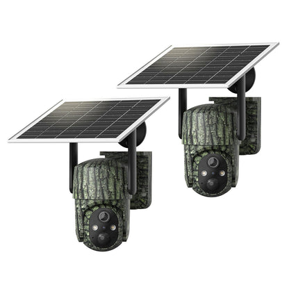 Caméra de surveillance solaire 4G LTE sans fil pour extérieur – Aucune connexion WiFi requise, vision nocturne 4K, vue en direct à 360°, audio bidirectionnel, caméra de chasse étanche pour la surveillance des fermes, ranchs et de la faune