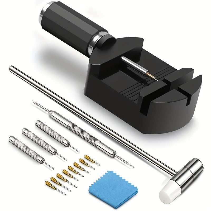 Kit de 15 outils professionnels pour le retrait de bracelets de montre – Chasse-goupilles en acier inoxydable avec socle en plastique, aucun assemblage requis, adapté au réglage et à la réparation de bracelets de montre à domicile