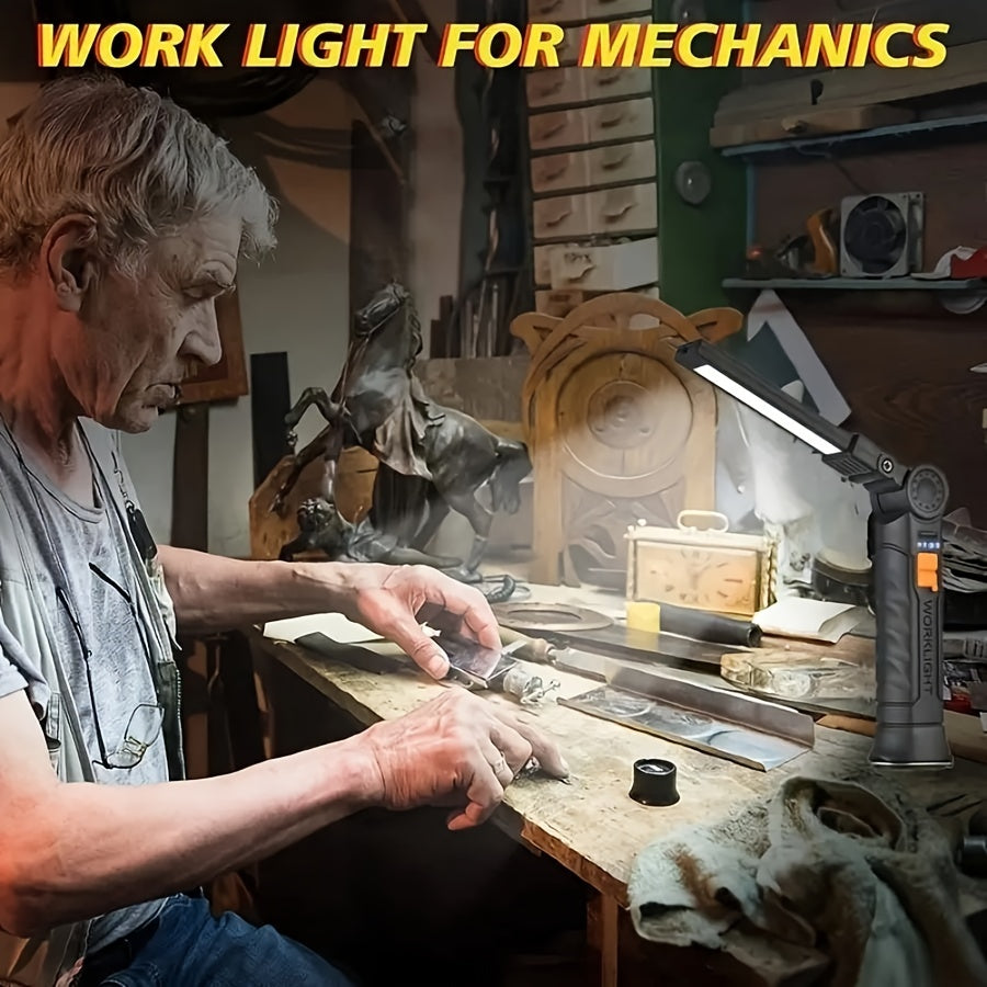 Lampes de travail rechargeables à LED COB – Lampe de travail portative à suspendre avec batterie intégrée pour le camping, le jardin, les fêtes et l'entretien de véhicules, options en packs de 2/4/6/8/10, noir et kaki