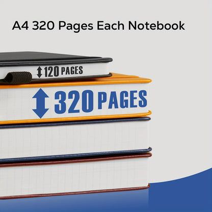 Carnet à couverture rigide A4 320 pages – Grand journal en cuir ligné pour femmes et hommes, papier épais 100 g/m², carnet ligné 21,6 x 28 cm pour le travail, l'école, les études, l'écriture et les affaires, 6 couleurs