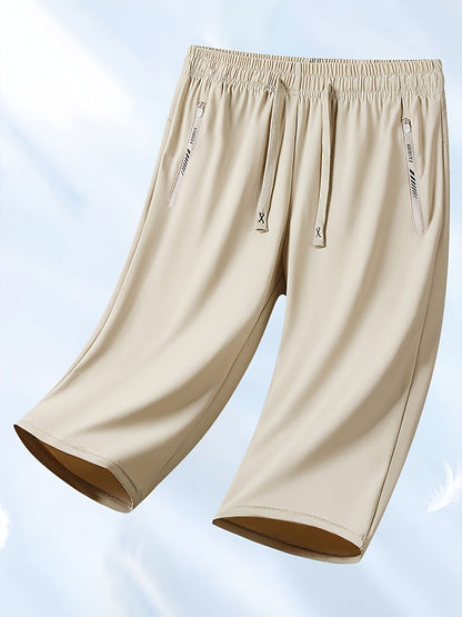 Women's Cooling Capri Pants Solid Color Mid Elasticity Smooth Fabric - Casual Lightweight Summer Cropped Pants for Daily Outings Leisure Travel Beach Vacation