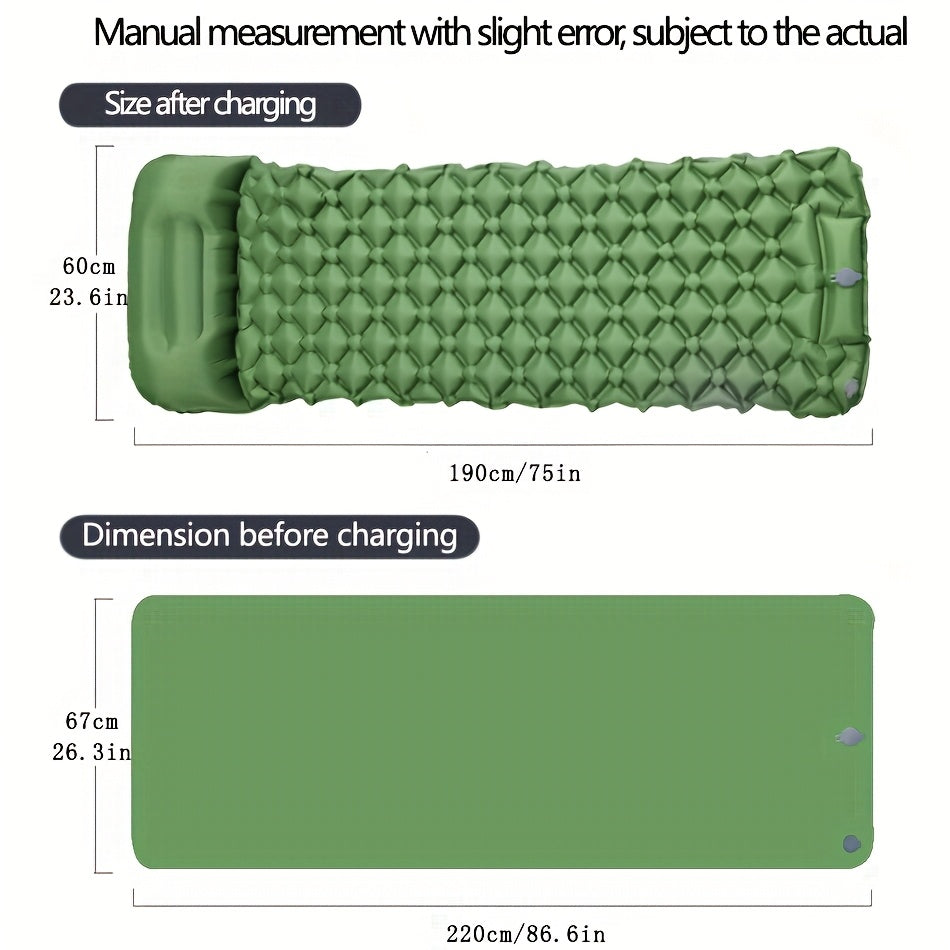 Matelas de camping gonflable - Matelas ultraléger avec oreiller et pompe à pied intégrée, tapis compact et portable pour la randonnée, le trekking, les voyages en voiture, la plage et le camping sous tente, couleurs variées