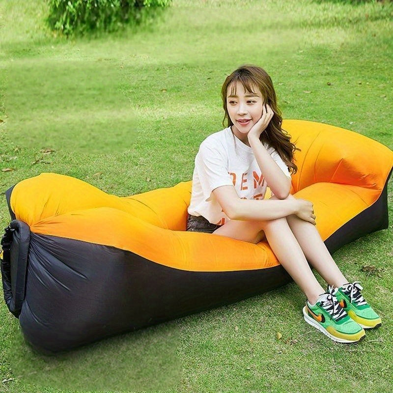 Canapé gonflable portable et fauteuil inclinable pour l'extérieur – Transat robuste semblable à un lit, gonflage et dégonflage rapides, léger et compact pour le camping, la plage, le jardin et les voyages, aucune pompe nécessaire