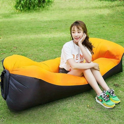 Canapé gonflable portable et fauteuil inclinable pour l'extérieur – Transat robuste semblable à un lit, gonflage et dégonflage rapides, léger et compact pour le camping, la plage, le jardin et les voyages, aucune pompe nécessaire