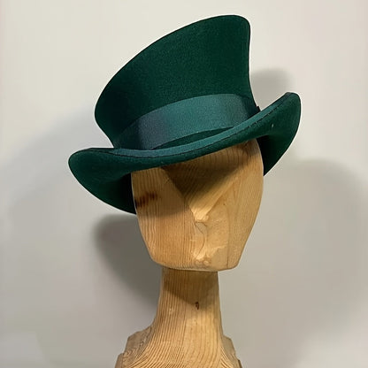 Chapeau Fedora en feutre 100 % laine avec ruban pour femmes et hommes – Haut-de-forme asymétrique ajustable pour église, fêtes et mariages, couvre-chef élégant disponible en 10 couleurs, cadeau de Noël idéal