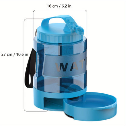 Gourde de voyage pour chien, grande capacité 2,2 L - Bouteille d'eau portable pour animaux avec écuelle amovible, conception anti-fuite pour randonnée, camping, parc à chiens, adaptée aux chiens de toutes tailles pour les aventures en plein air