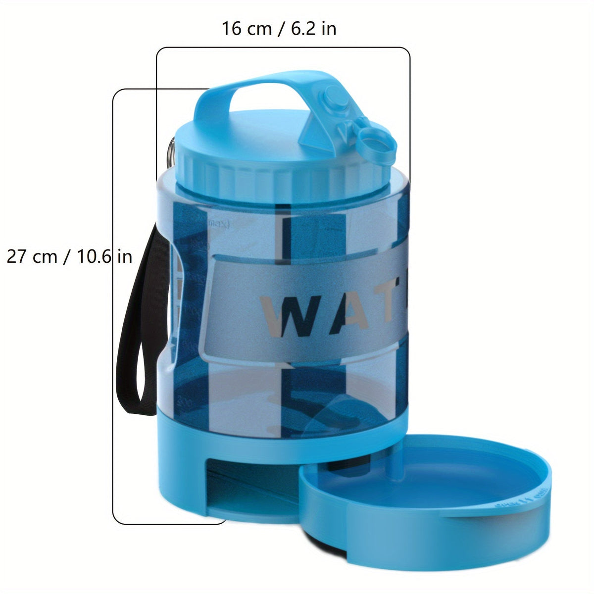 Gourde portable pour chien de 2,2 L avec bol pliable intégré, grande capacité, anti-fuite, idéale pour les voyages, la randonnée, le camping, le parc, pour chiens de toutes tailles