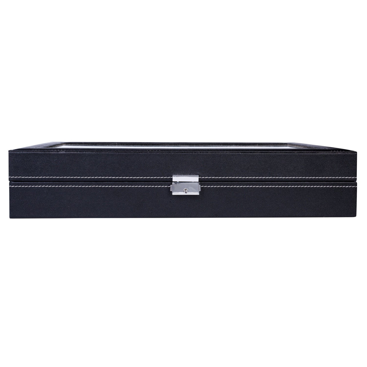 Boîte de rangement pour 24 montres en cuir – Présentoir grande capacité avec couvercle à ouverture par le haut, coffret verrouillable pour hommes et femmes, élégant écrin de collection en cuir PU noir