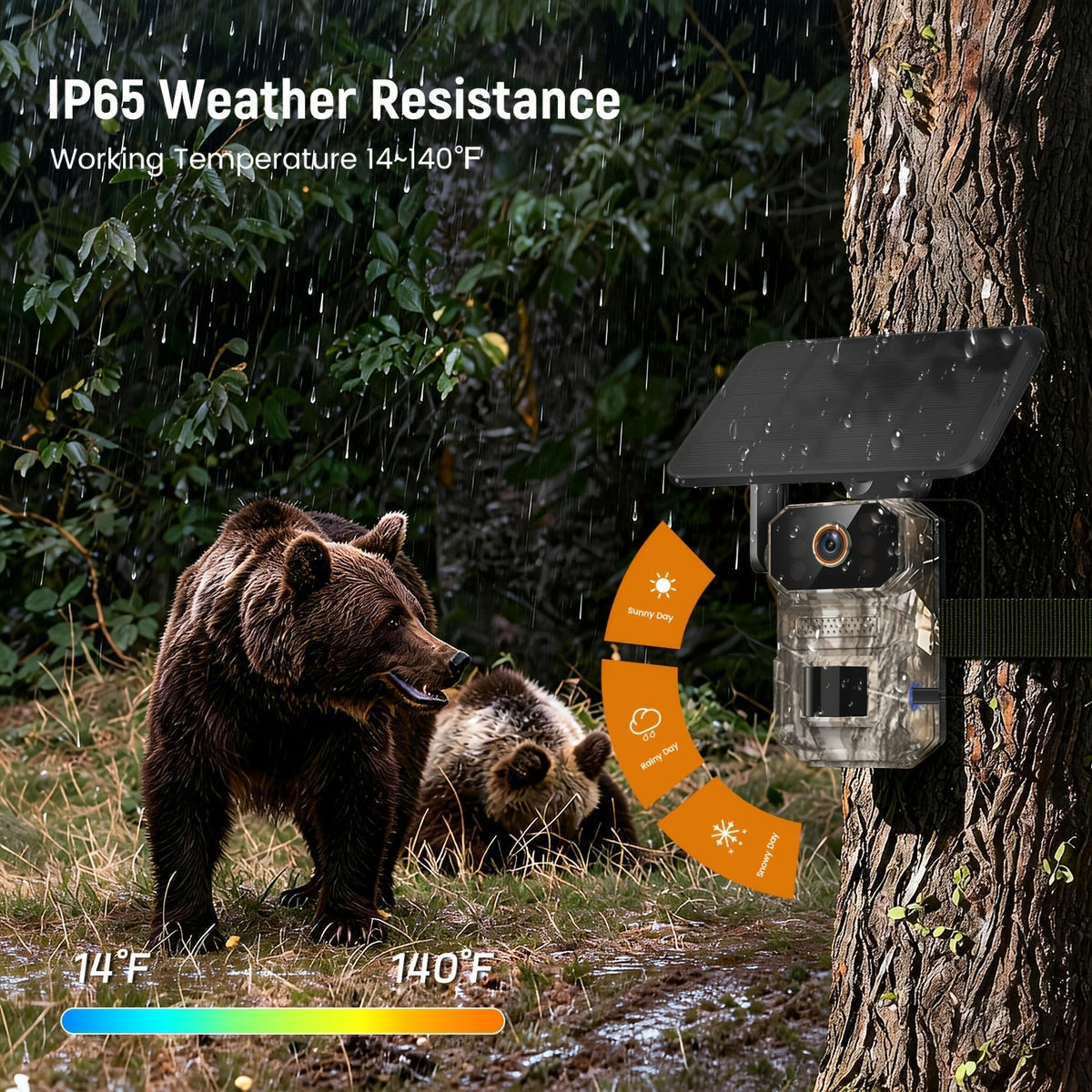 Caméra de chasse solaire 4G LTE 1920P HD – Caméra animalière cellulaire avec capteur de mouvement PIR, vision nocturne infrarouge, audio bidirectionnel, accès à distance, sans Wi-Fi requis, étanchéité IP65, alimentation solaire
