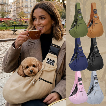 Sac de transport bandoulière et sac à dos pour petits et moyens chiens et chats - Transporteur pliable pour voyages en extérieur, respirant, sangle réglable, jusqu'à 7,5 kg, 12 couleurs, ensemble d'autocollants en bonus en option