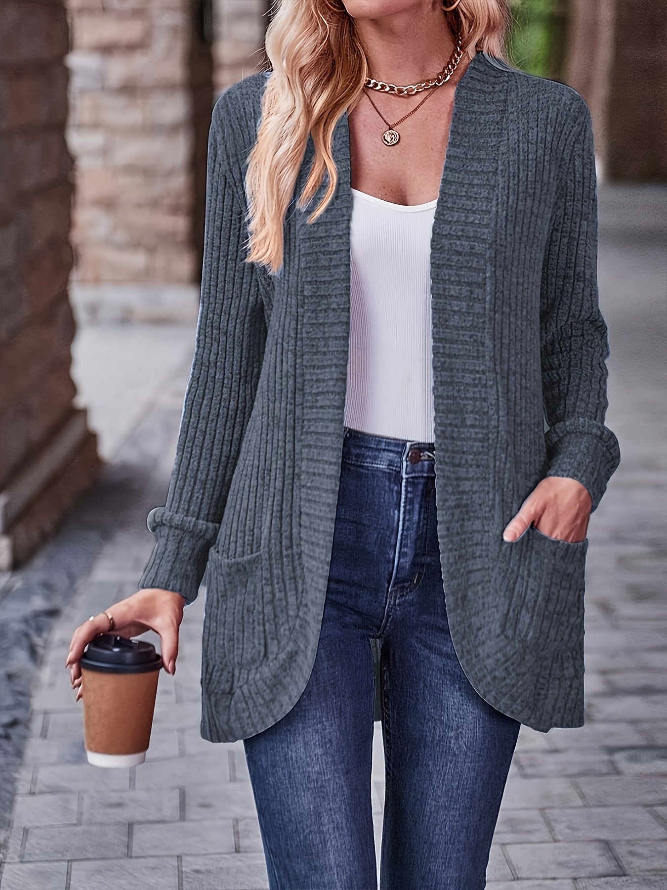 Women's Loose Casual Long Sleeve Blouse Solid Color Pocket Splicing Relaxed Fit Top 10 Colors S-XXL Spring Fall Everyday Wear
