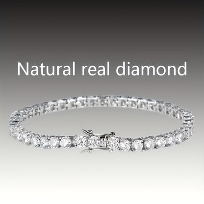 Bracelet de tennis en argent 925 plaqué avec diamants de laboratoire taille ronde, bijou élégant cadeau pour femmes et hommes, tailles de 6,5 à 8,5 pouces, bracelet style diamant blanc