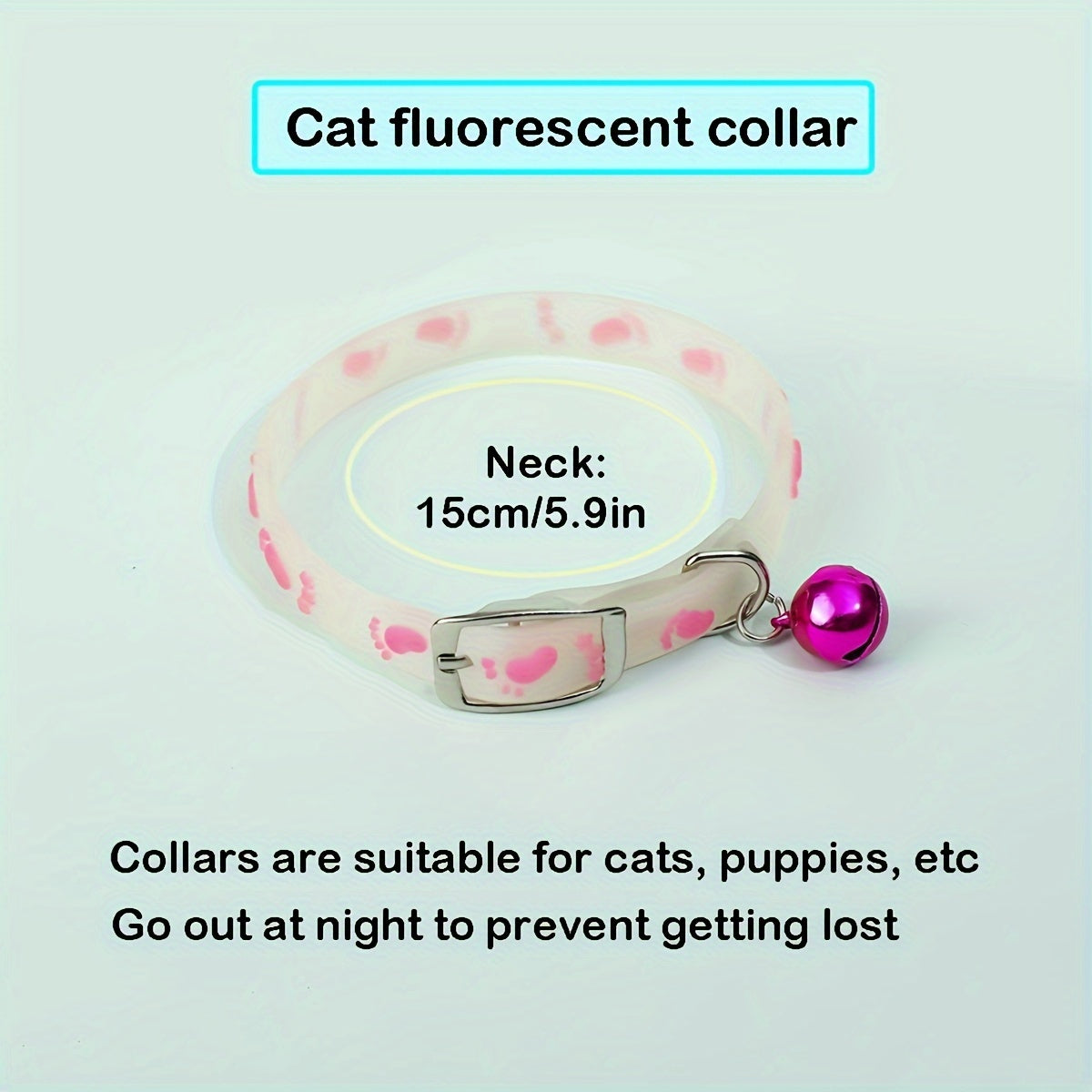 Lot de 4 colliers pour chat phosphorescents avec clochette, colliers réfléchissants de sécurité nocturne pour chats d'extérieur, réactifs à la lumière noire, couleurs assorties, taille unique.