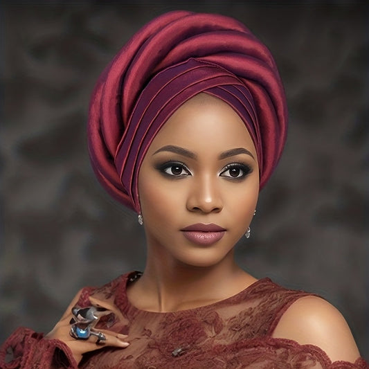 Turban de mariage nigérian pour femme, chapeau en polyester élastique et mousse, coiffe festive avec fermeture à bouton, pour occasion religieuse, 10 couleurs