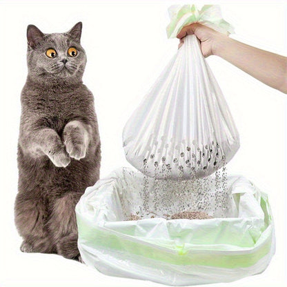 Sacs à litière avec poignées coulissantes – Doublures en plastique jetables, robustes et résistantes aux déchirures pour un nettoyage facile et sans odeur, pour foyers avec un ou plusieurs chats