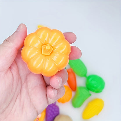 Ensemble de 18 jouets de cuisine pour enfants, fruits et légumes miniatures à découper, jeu d'imitation pour le développement des compétences, cadeau d'anniversaire pour garçons et filles de 3 ans et plus, couleurs aléatoires