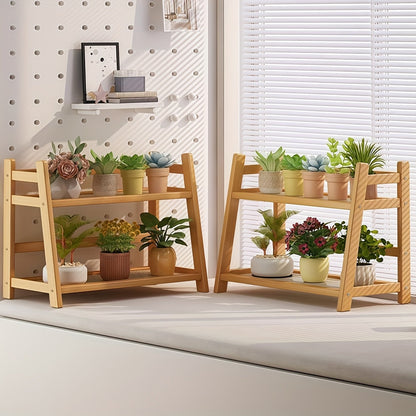 Étagère de comptoir en bois à 2 niveaux, design trapézoïdal vintage, organisateur de bureau en bambou pour cuisine, bureau, chambre, étagère de comptoir gain de place pour tasses à café, livres, décoration – Lot de 1 ou 2, grand et moyen