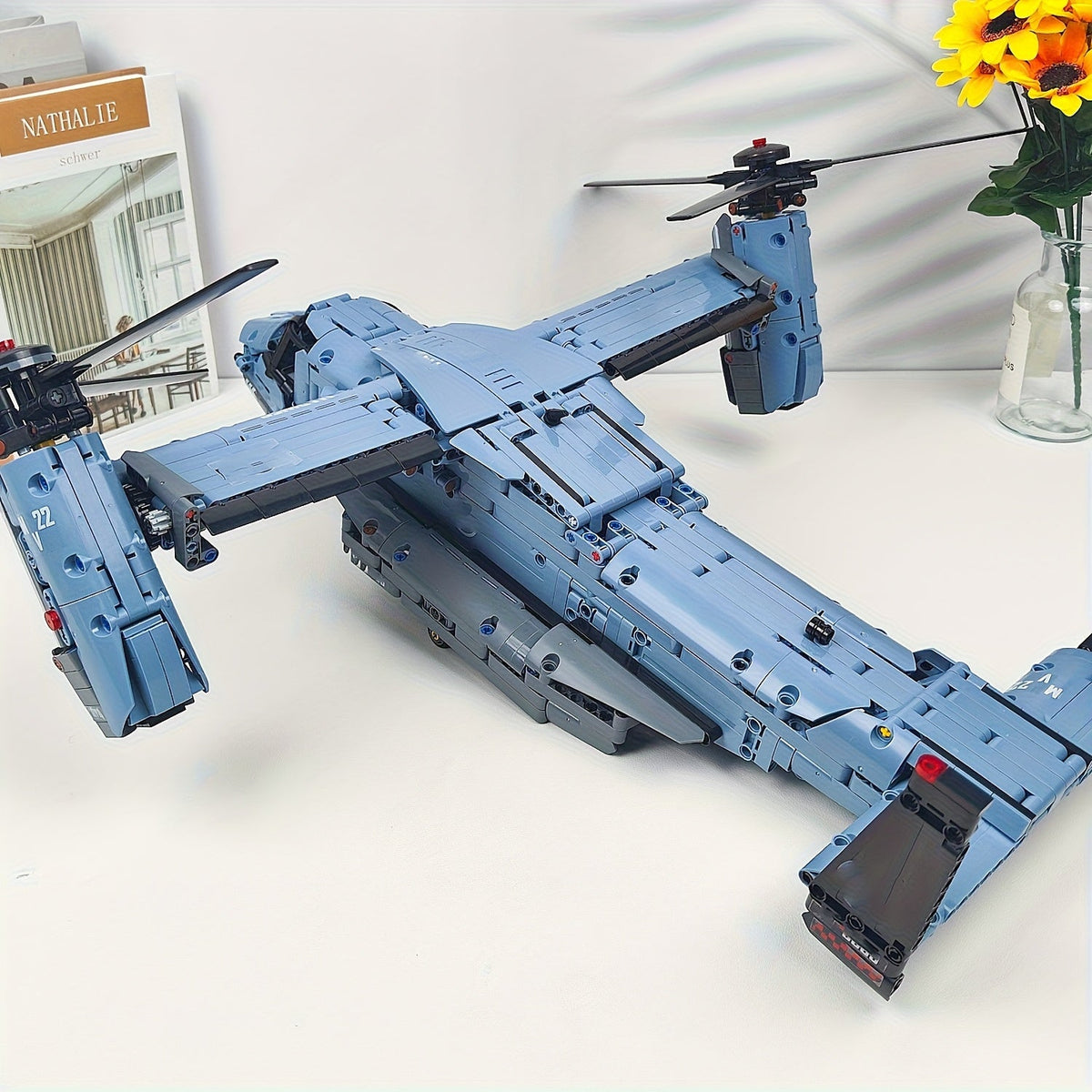 Ensemble de 1480 blocs de construction d'avions militaires, avion de chasse, hélicoptère, avion Osprey, briques avec train d'atterrissage à amortisseur, modèle à assembler, décoration de bureau, cadeau