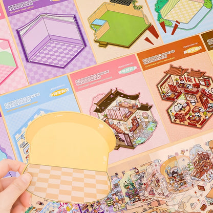 Livre d'autocollants de scènes 3D pour enfants 1500 pièces - Kit de scrapbooking créatif avec 20 cartes de scènes, 30 types de matériaux, autocollants de paysages des quatre saisons, ensemble d'activités artistiques et artisanales éducatives pour enfants