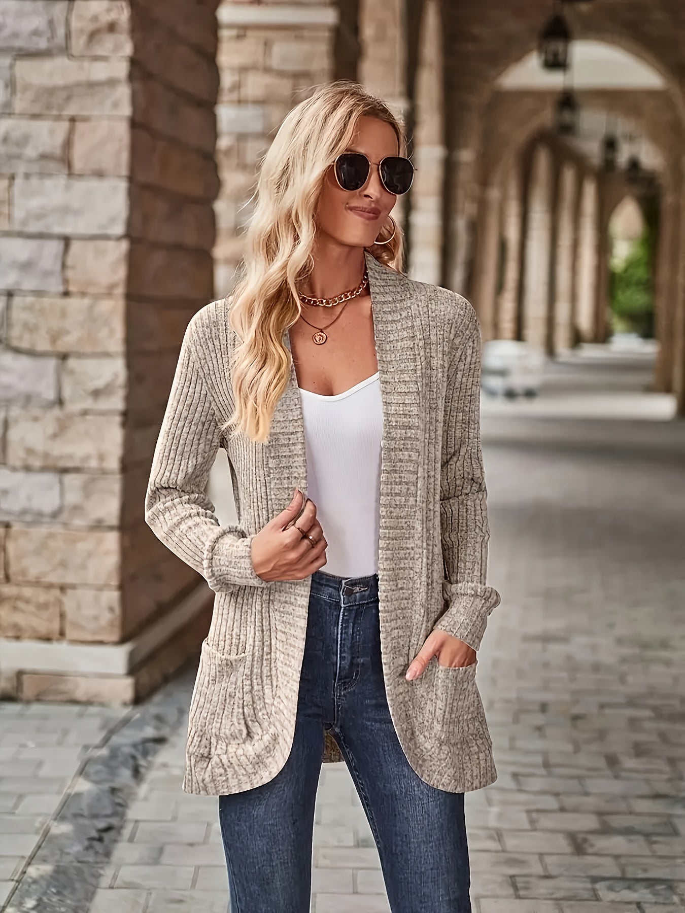 Women's Loose Casual Long Sleeve Blouse Solid Color Pocket Splicing Relaxed Fit Top 10 Colors S-XXL Spring Fall Everyday Wear