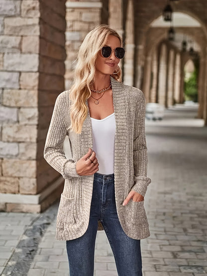 Women's Loose Casual Long Sleeve Blouse Solid Color Pocket Splicing Relaxed Fit Top 10 Colors S-XXL Spring Fall Everyday Wear