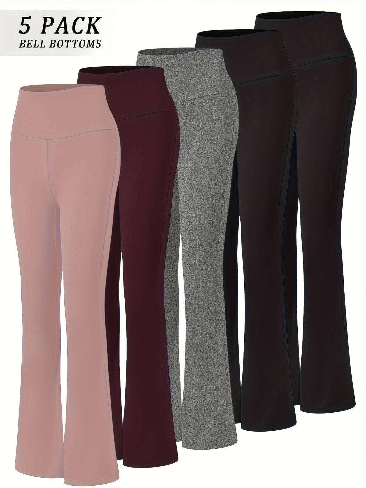 Lot de 5 pantalons de yoga taille haute évasés pour femmes, leggings gainants coupe bootcut, extensibles et doux, pour yoga, sport, danse, pilates, toutes saisons, tailles S-XXL