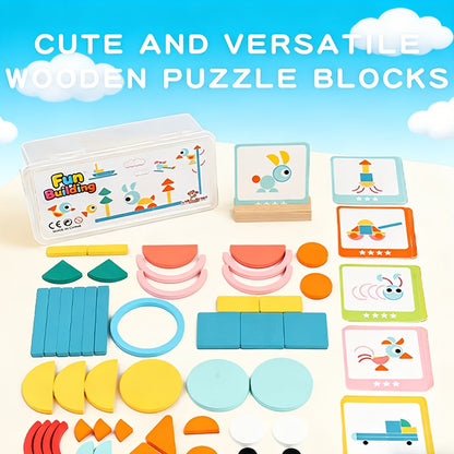 Puzzle de formes géométriques en bois pour tout-petits - Jouet éducatif de tri et d'empilage pour le développement cognitif avec boîte de rangement, cadeau d'apprentissage Montessori pour garçons et filles de 1 à 4 ans, anniversaire, Noël