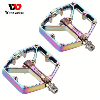 Pédales de vélo en alliage d'aluminium à 3 roulements, antidérapantes et légères, avec douille hexagonale pour VTT et vélos de route – Installation facile, accessoires de cyclisme durables multicolores, 1 paire