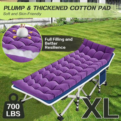 Lit de camp XXL de 81 cm de large avec matelas – Lit de couchage pliable ultra-robuste en tissu Oxford 1200D avec sac de transport pour adultes, lit d'appoint portable extra large pour le camping, la randonnée, les voyages et les invités