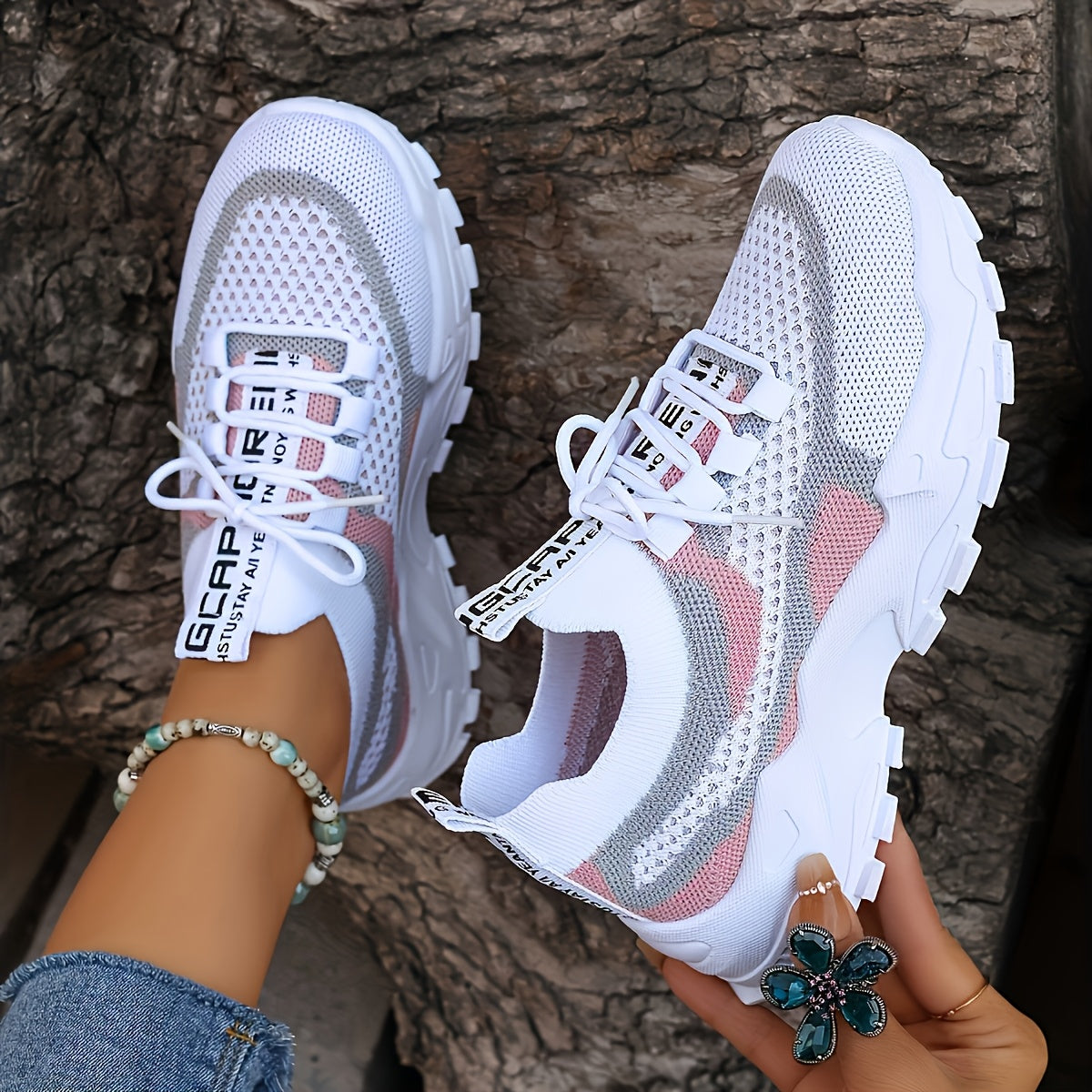 Baskets basses décontractées pour femme avec semelle épaisse en PVC – Tennis légères et respirantes pour la salle de sport, le running et le quotidien | Chaussures de sport pour femme, tailles US 5-10, disponibles en vert, noir, rose et bleu